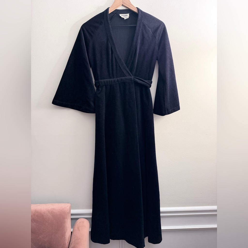 Miss Dior Vintage Velvet Wrap Robe Longline Black